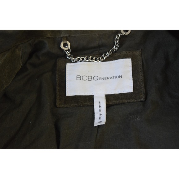 BCBGeneration Olive Suede Leather Moto Jacket XS Womens Coat - Picture 4 of 7